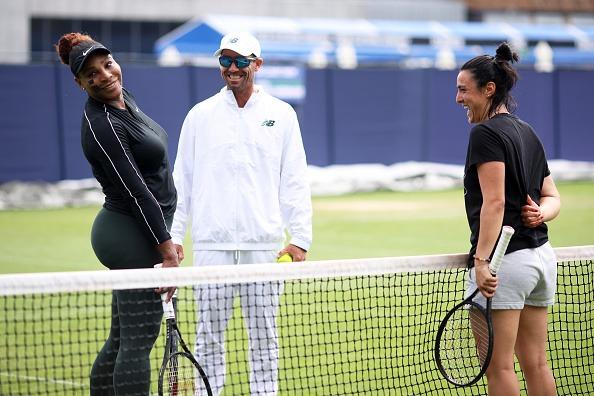 23-times Grand Slam champion Serena Williams in action on the practice courts at Devonshire Park