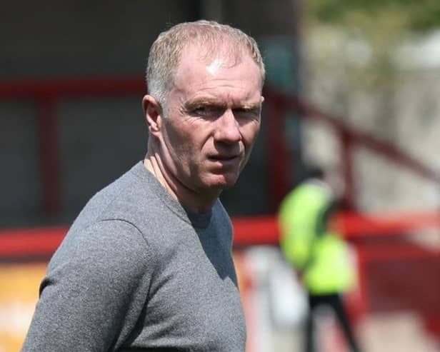 Paul Scholes at the Broadfield Stadium to watch his Salford City side take on Crawley Town | Picture: Natalie Mayhew/Butterfly Football