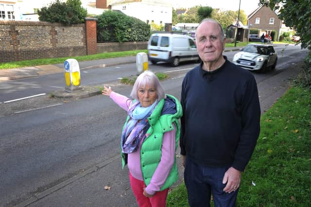 Peter Cavell has been campaigning since 2019, arguing that a pedestrian crossing is needed on Station Road as the pavement outside the nursing home runs out and pedestrians are forced to cross the road to get a bus into the village. Photo: Steve Robards SR2210031