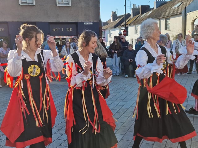 Sompting Village Morris celebrating May Day 2025 in Shoreham, where a large crowd gathered at 7am to watch to fun