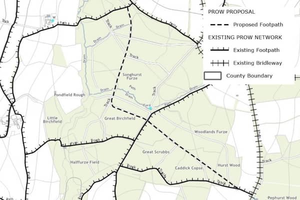 Proposed Public Right of Way in Loxwood. Contains OS data © Crown copyright and database rights 2023. 