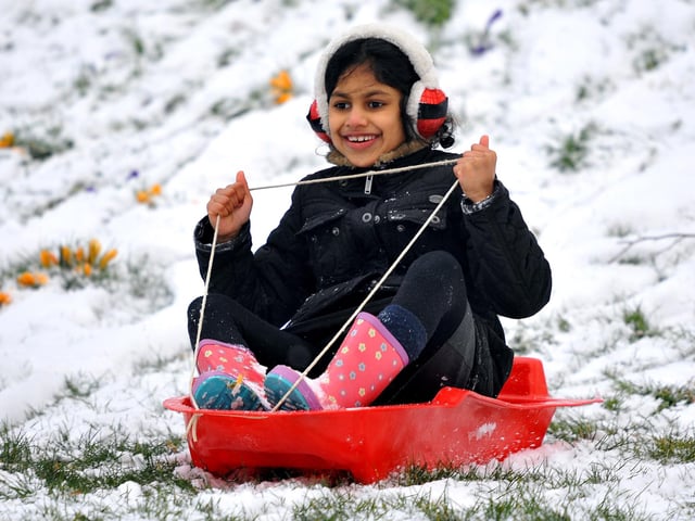 Fun in the snow in St John's park, Burgess Hill, on February 27, 2018