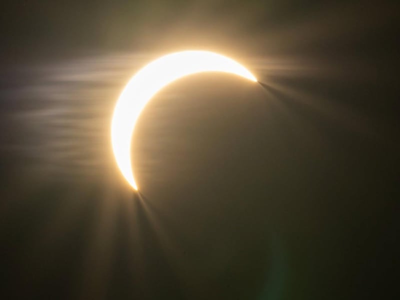 The partial solar eclipse.