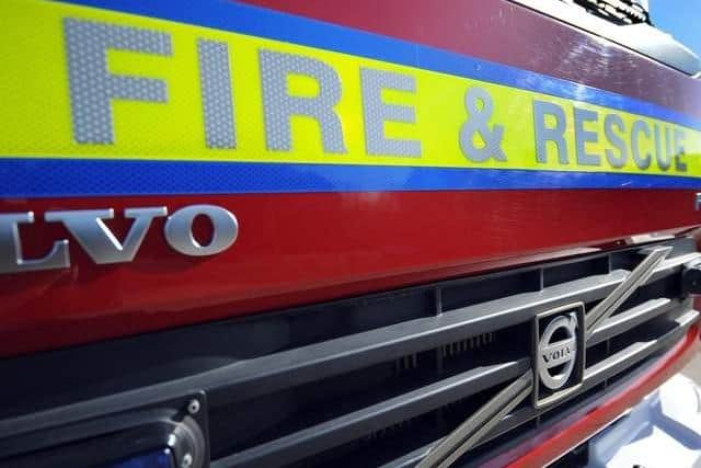There have been reports that a lorry has caught fire on a road in Balcombe
