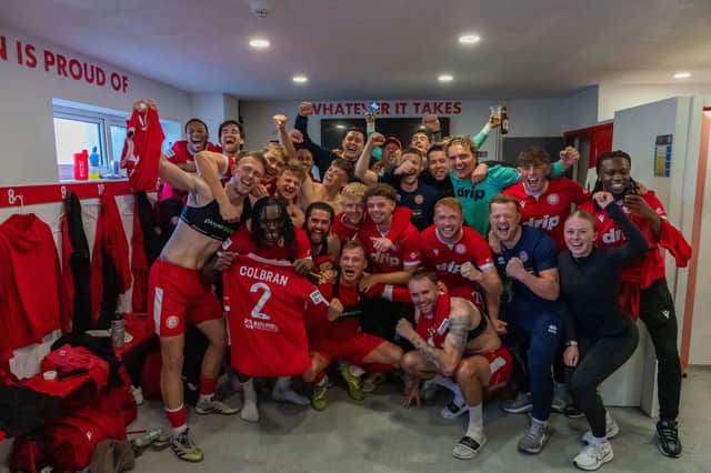 The celebrations the fans didn't see - as the players party in the dressing room after wrapping up the title | Picture: Jay Wrighte