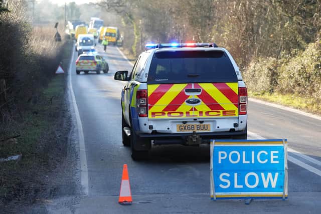 The A272 at Cowfold has been closed both ways following a crash involving a school bus and two lorries