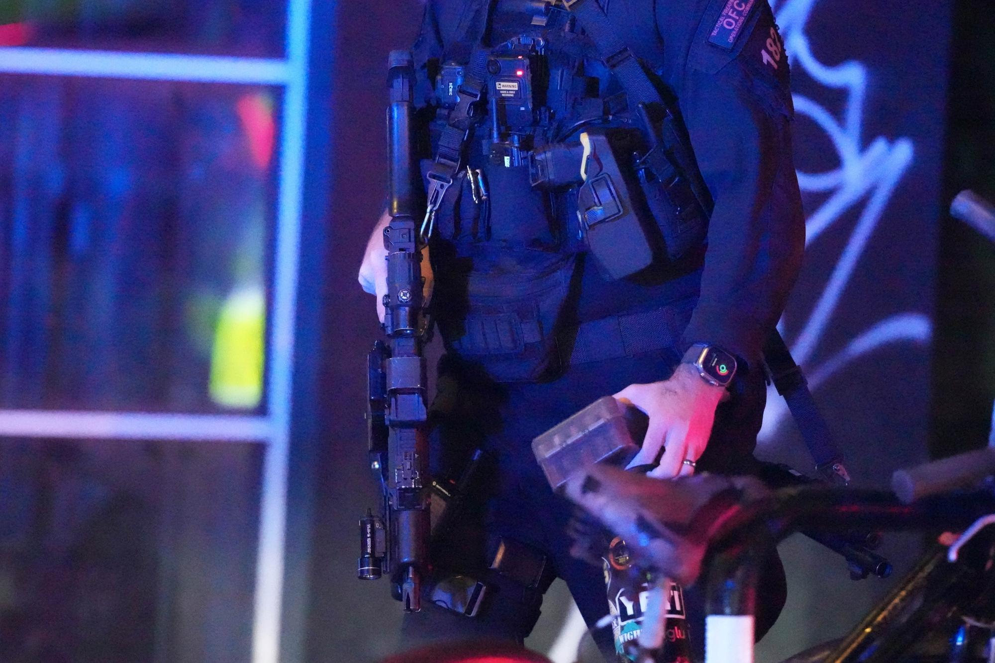 Armed police respond to Brighton incident; road cordoned off. Photo: Eddie Mitchell