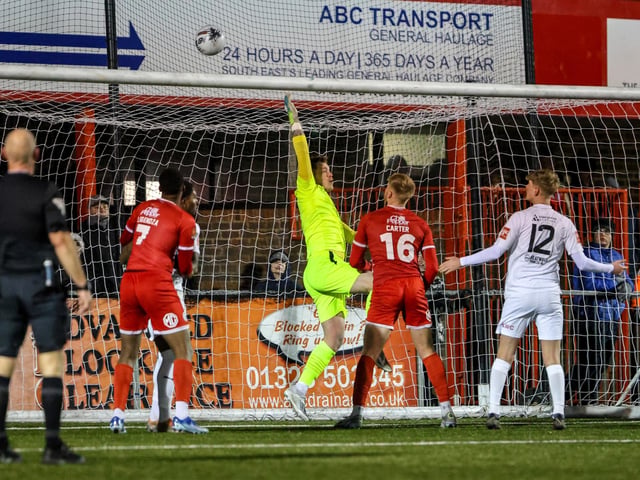 Action from Eastbourne Borough's Sussex Senior Cup quarter-final versus Hastings United
