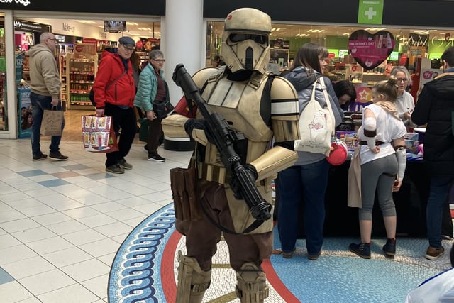 Some shoppers did a double take when they saw Star Wars characters in Swan Walk, Horsham, on Saturday