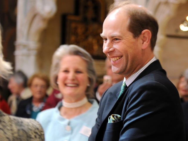 The Earl of Wessex chatting in Chichester Cathedral