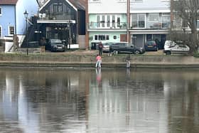 People spotted treading on thin ice at Emsworth Mill Pond, Emsworth on Monday 12th December 2022

Picture: contributed