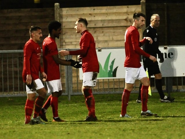 Action from Arundel FC's 2-1 win at home to Worthing United in the SCFL division one