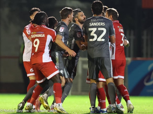 Crawley Town drew 1-1 with MK Dons at the Broadfield Stadium - here are fans, actions and goal celebrations