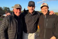 Arsenal and England footballer Declan Rice pictured with Tulleys owners Stuart and Sam Beare. Photo: Tulleys Farm