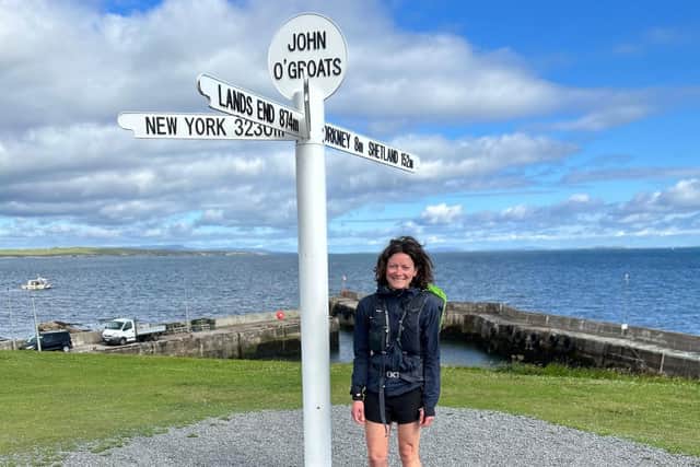 Claire's challenge began at John o' Groats in Scotland. Photo contributed