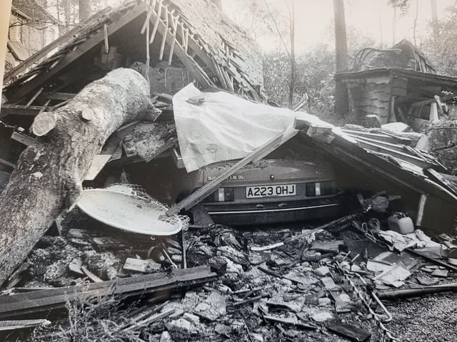 Another car damaged in the Great Storm in Horsham