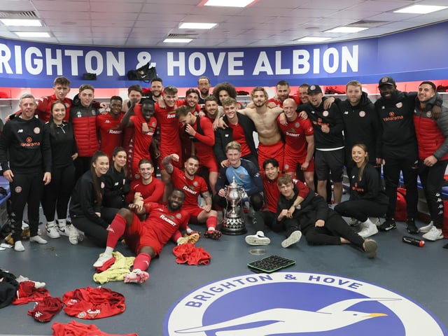 Action and celebrations as Worthing take on Bognor Regis Town in the Sussex Senior Cup final at the Amex Stadium - and win 8-7 on penalties