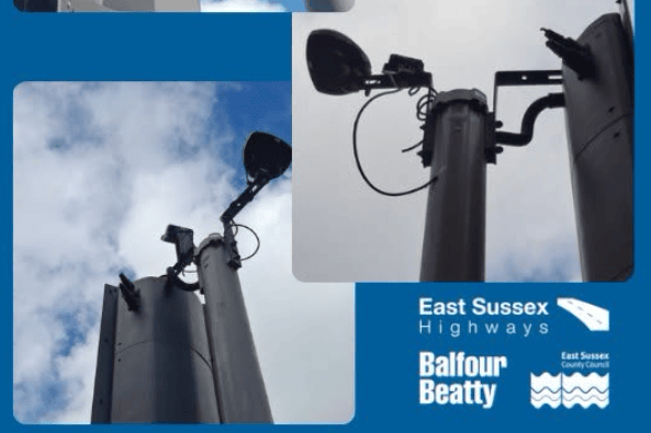 Damaged traffic lights in East Sussex. Photo: East Sussex Highways.