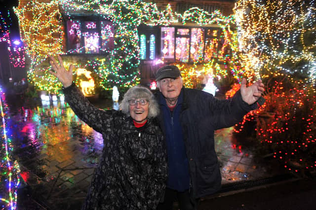 Sue and John Price have decorated their house with Christmas lights again this year