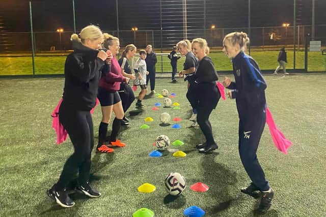 Angie Deeprose, manager of O'Connor's, in Warwick Street, said: "Most of us have never played football before but we have been training every week. We are women, most of us are in our 40s, and we were inspired by the Women's World Cup."