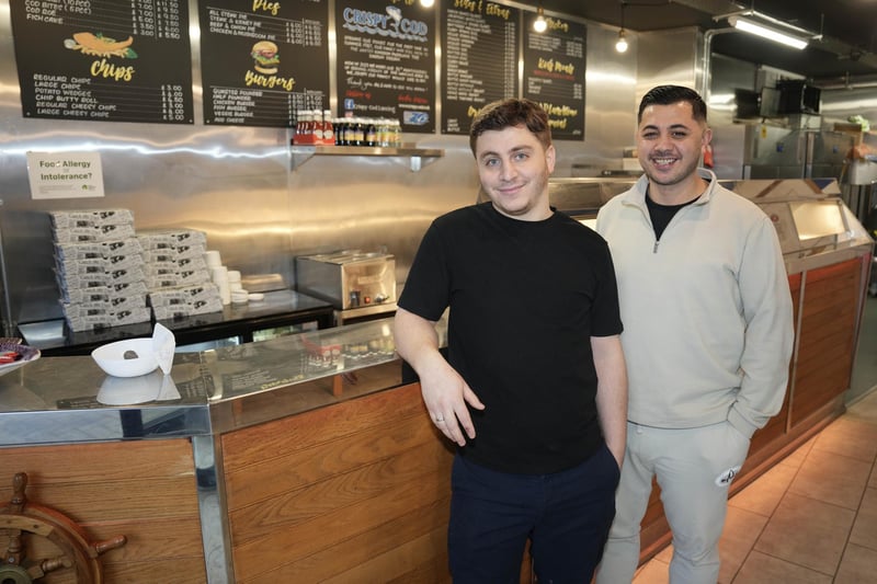 Sahin Saglam (left) and Hamit Ermis (right) are giving away prepaid food at Crispy Cod in Lancing to people who are ‘struggling to make ends meet’.