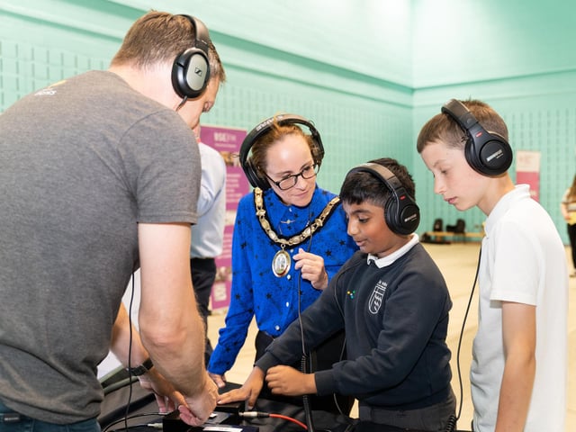 Haywards Heath town mayor with Broadcast bionics. Photo: Alex Rickard Photography