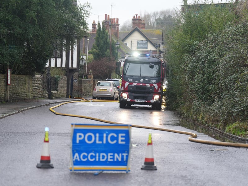 A flooding incident has been reported in Bramber, West Sussex – with fire crews working at the scene.