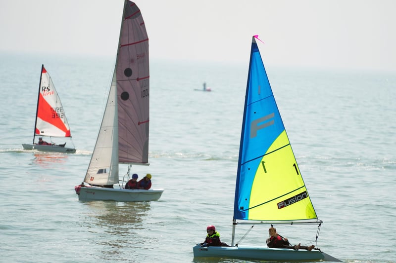 Sailors and windsurfers took to the waves.