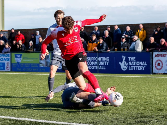 Action from Eastbourne Borough's 2-0 Ntional League South win against Slough Town at Priory Lane