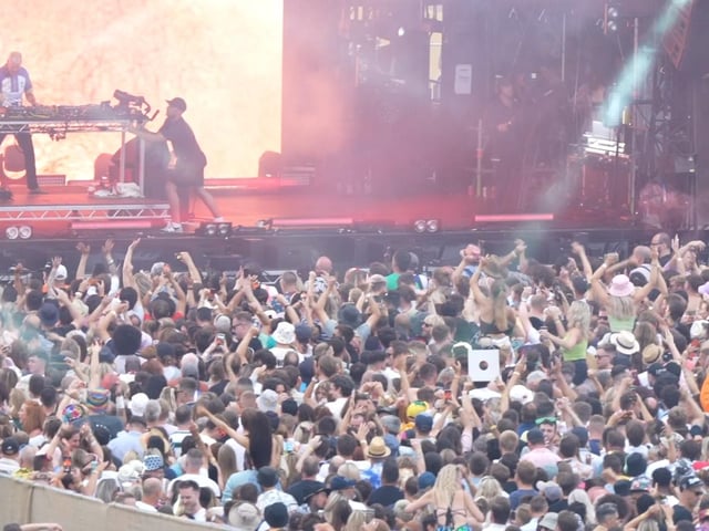 Fatboy Slim performed on Brighton seafront last night (July 21) in front of thousands of fans. Photo taken from a video from Eddie Mitchell.