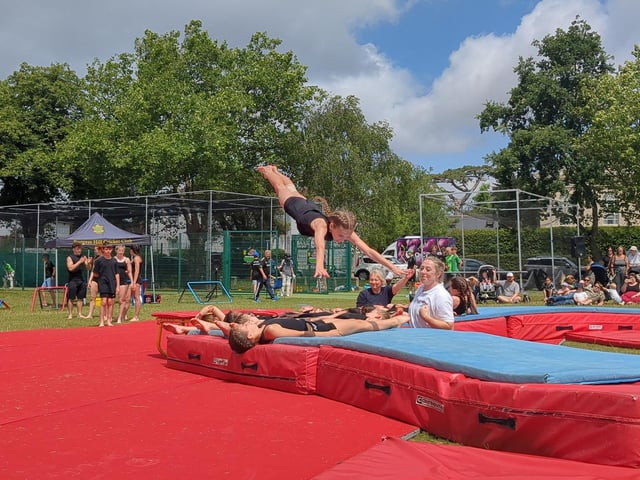 The Acro gymnastic squad performing