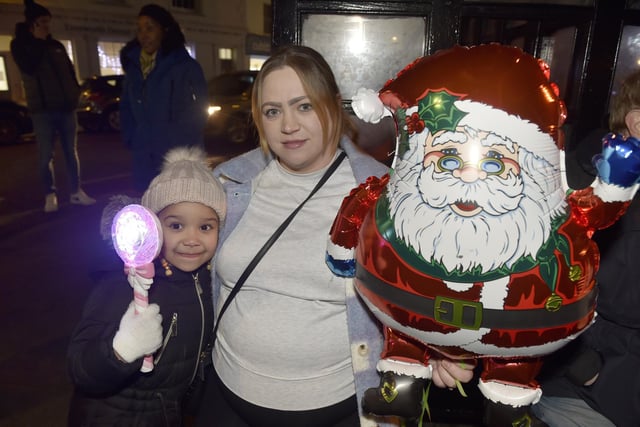 Emsworth Christmas lights were switched on in St Peter's Square on Friday, December 1, 2023. 

Pictured is: Paulina Jackson with her daughter Nelliah (5) from Thorney Island.

Picture: Sarah Standing (011223-2929)
