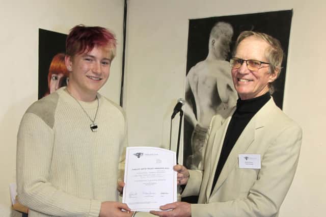 George Bayly receiving his prize as winner of the 3D category