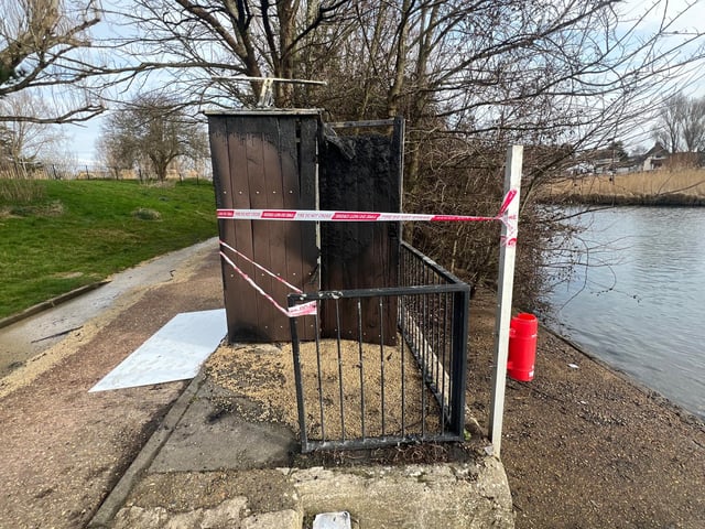 A fire involving a newly installed food dispenser at Brooklands Park in Worthing is believed to have been started deliberately.