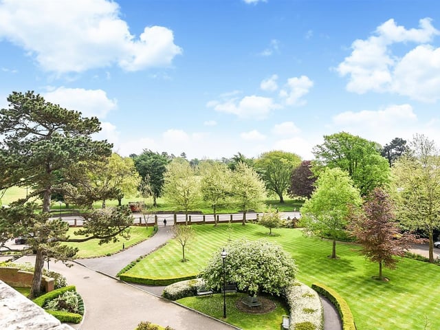 A view of the beautifully kept communal grounds.
