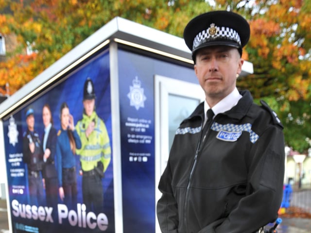 Neighbourhood Policing Inspector Steve Turner at Crawley Engagement Hub launched in the High Street, Crawley