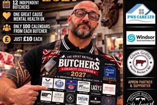 Steve Fisher of P A Fisher Butchers with the charity calendar