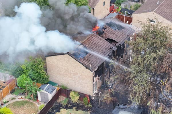 A blaze in Crawley now ‘involves 10 properties, with four seriously damaged’, according to a fire service spokesperson