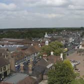 Aerial view of Hailsham town centre.