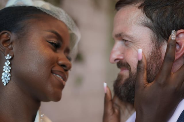 Gavin O'Neill and bride Connie on their wedding day in Kampala, Uganda