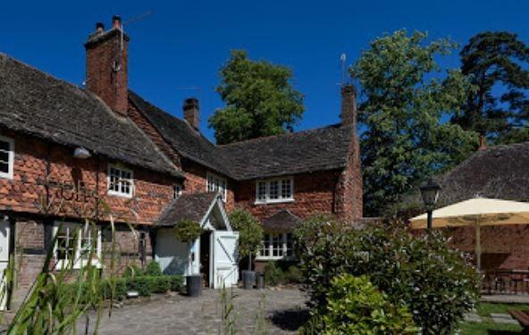 Goffs Manor - A historic building with a lovely garden, offering a Sunday lunch menu with a range of meat and vegetarian options, including a roast dinner and a fish option. The food is delicious, and the service is attentive. Information from their website