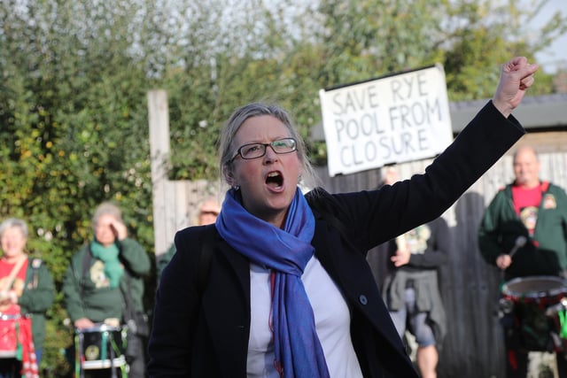 Hastings and Rye MP Sally-Ann Hart at the protest. Picture by Kt Bruce