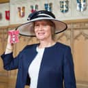 Helena Croft MBE - at Windsor Castle receiving her award. 