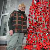 Eastbourne poppy display: Eileen Digby-Rogers (left) and crafter Sue Storey