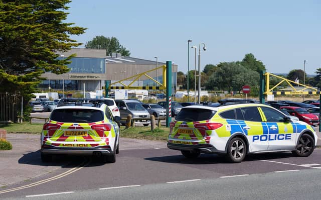 Multiple caravans have parked outside Littlehampton Wave in Sea Road and the police have been called.