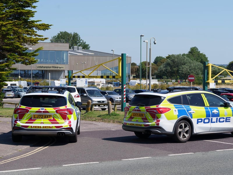 Multiple caravans have parked outside Littlehampton Wave in Sea Road and the police have been called.