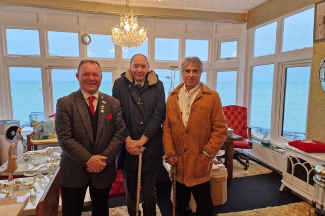 Brett McLean with National Piers Society's national chairman Tim Wardley and Eastbourne pier owner Mr Gulzar