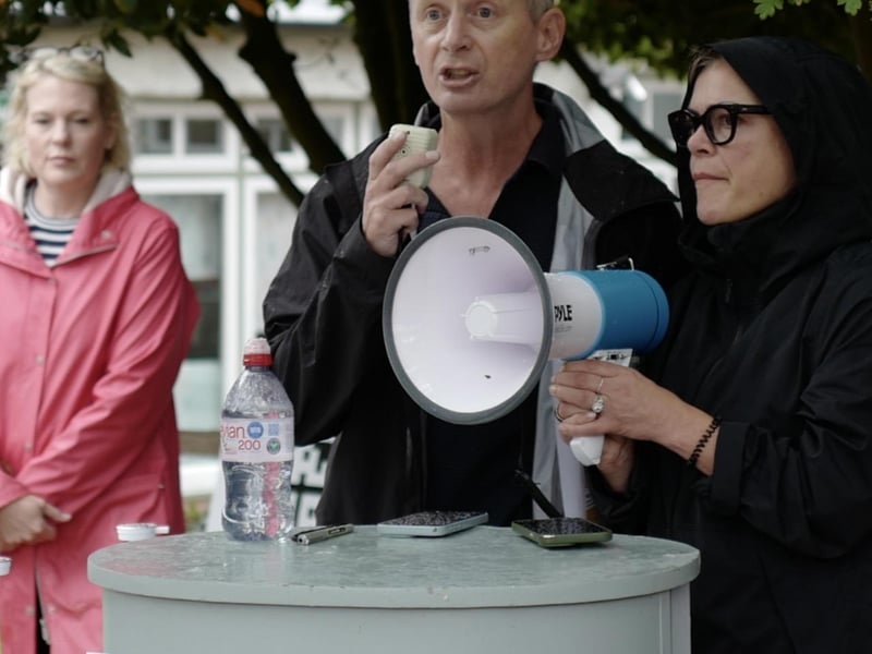Demonstrators on Hurstpierpoint village green. Picture: Kelly Hyatt