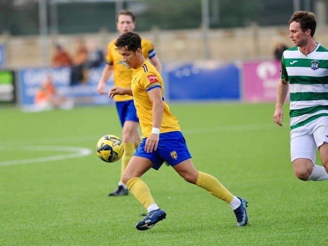 Action from Lancing's win over Corinthian in the Isthmian south east division