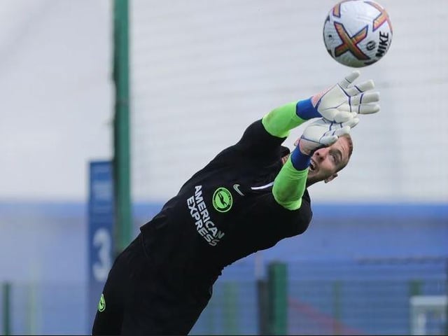 Brighton goalkeeper Jason Steele in flying form